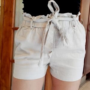 Linen paperbag shorts